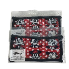 Lot de 2 masques visage en tissu Disney Minnie Mouse rouge à pois grand L/G neuf