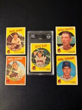 1959 Topps Baseball Lot 5 Diff. ALL INDIANS, Graded Card of Gary Bell. B Martin