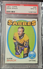 1971 TOPPS #96 EDDIE SHACK PSA 9 MINT BUFFALO SABRES HOCKEY 2ND YEAR (2 HIGHER)