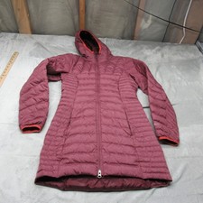 Eddie Bauer Down Jacket Womens XS Red Insulated Pack Long Quilted Puffer Parka