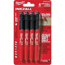 Milwaukee 48-22-3104 Inkzall Point Marker, Fine, Black, 4-Pack