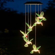 Solar Wind Chime Lights w/ Hummingbirds  Colo...