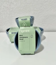 Figmint Mini 4" Stoneware Serving Candy Bowls New Set Of 4 Blue