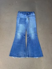 Vintage 70  s Levi  s 684 Orange Tab Bellbottom Flare Distressed Jeans Size 31x30