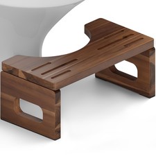 BLUEWEST Foldable Poop Stool, Acacia Wood 16.9''L x 8.7''W x 7.1''H, Walnut
