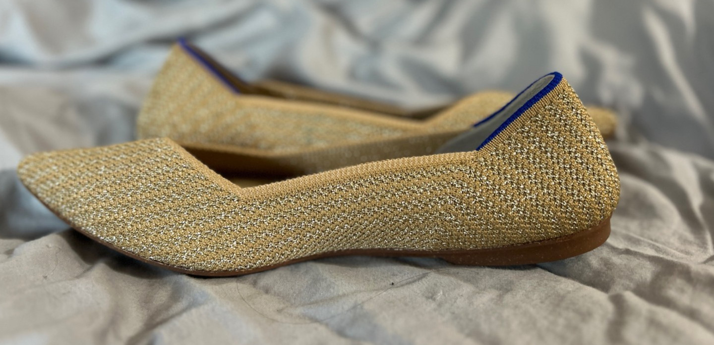 Rothys~The Point II~Woven Gold Metallic~Ballet~Knit Flats~Size 9~EUC image 6