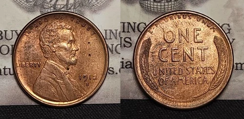1912 S Lincoln Wheat Cent 1C UNC Better Date