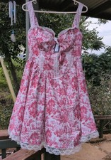 NWT Boohoo Red Porcelain Strappy Milkmaid Mini Dress Lace Corset Toile US Size 6