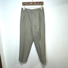 Vintage 90s Briggs New York Khaki Gray Pleated Trousers Womens Size 14 USA Made