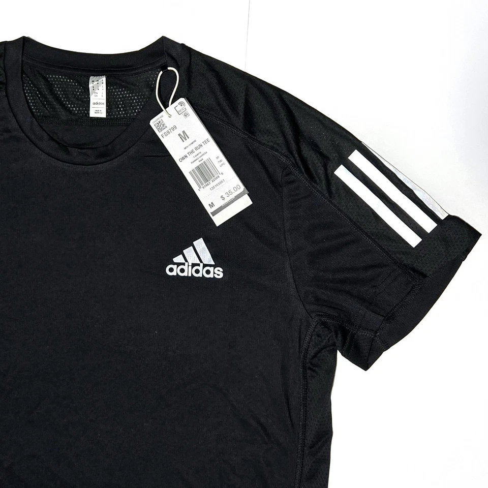 Adidas Men's Own the Run Tee Black/Reflective Silver - Image 3 of 4