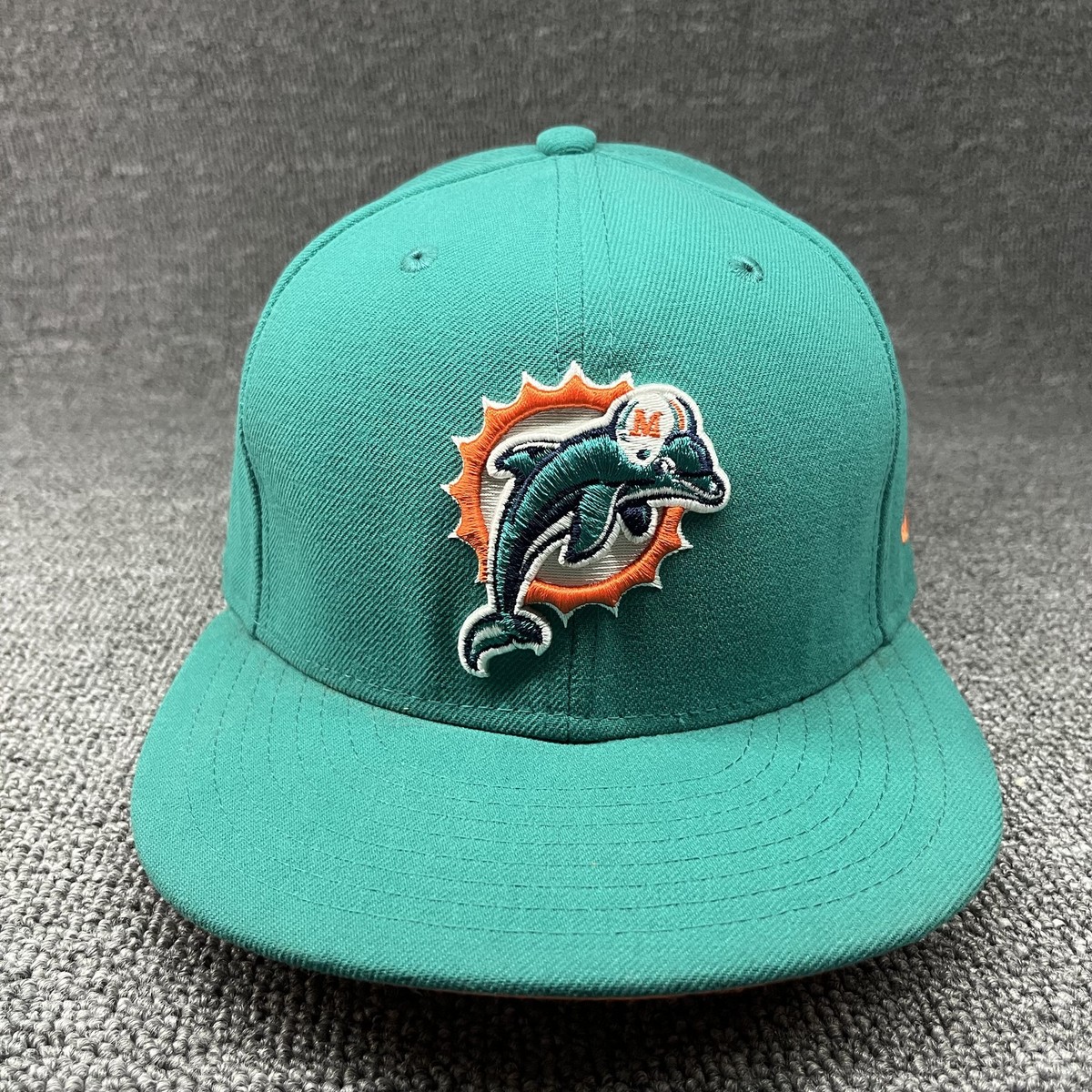 New Era 59FIFTY Miami Dolphins NFL On-Field Fitted Hat Aqua Orange Bottom 6 7/8
