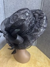 She's Line Women's Black Silver Ribbon Bow Feathers Formal Church Dress Hat