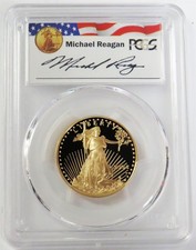 2004 W GOLD $25 AMERICAN EAGLE REAGAN SIGNED 1/2oz PCGS PR 69 DCAM 4579.92 per troy oz