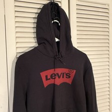 Levi s Navy Hooded Sweatshirt Red Logo Size Small