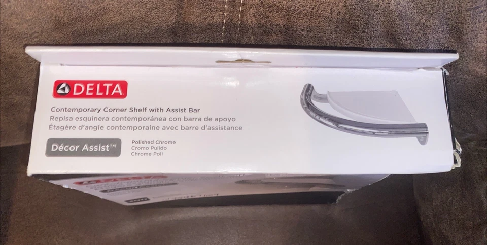 Delta Contemporary Decor Corner Shelf with Assist Bar Polished Chrome 41516 - Image 4 of 4