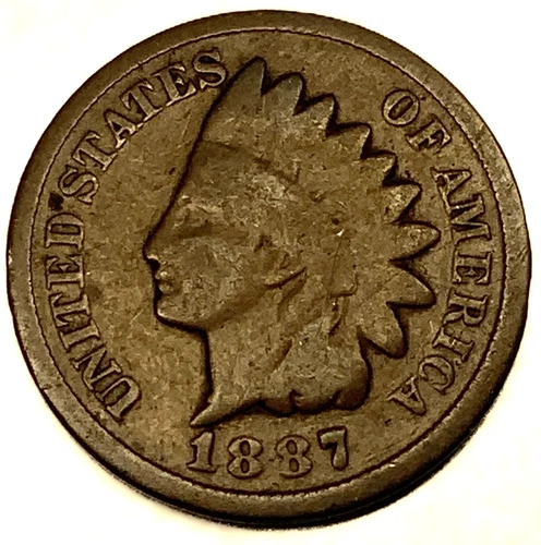 1887 Indian Head Cent Penny Good Condition 1c One Cent US Coin- 2102