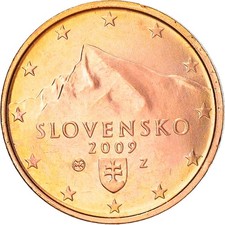 [#381984] Slovakia, 2 Euro Cent, 2009, Kremnica, MS(60-62), Copper Plated Steel,