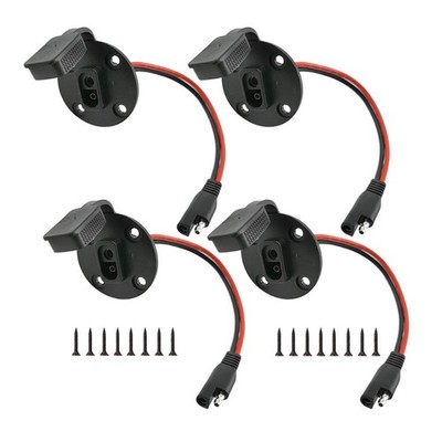 4 Sets SAE Power Socket Sidewall Port Connector for Battery and Solar