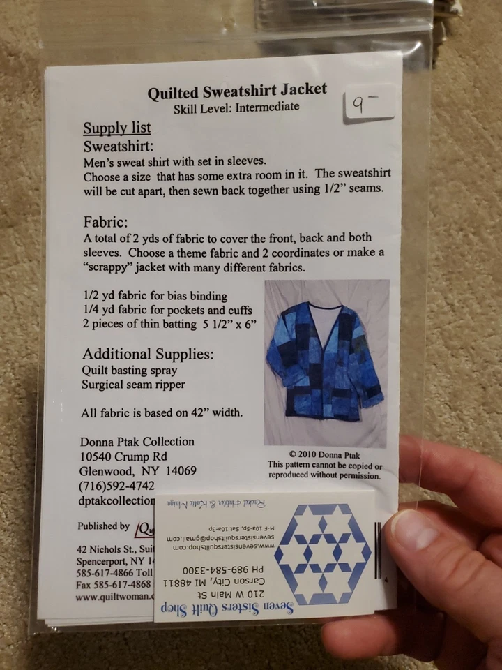 Donna Ptak Collection Quilted Sweatshirt Jacket Sewing Pattern  - Image 2 of 2