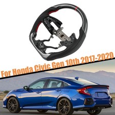 Carbon Fiber Black Steering Wheel For 2017-2020 Honda Gen 10th Civic Absleather