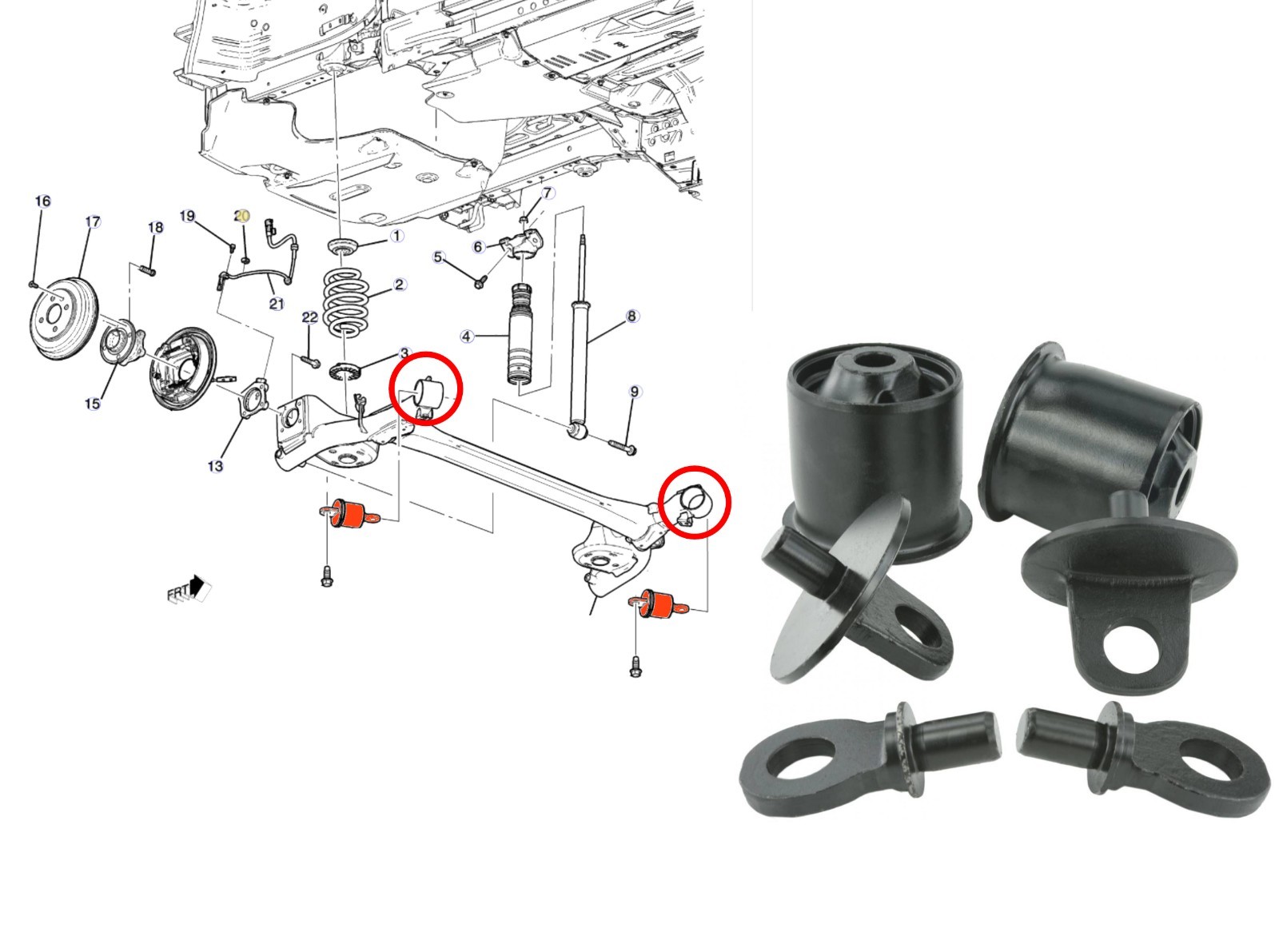 Rear Axle Carrier Subframe Bush Kit for Chevrolet Trax Vauxhall Mokka