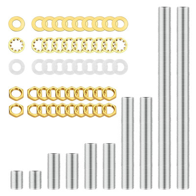 Lamp Repair Hardware Kit-5 Size Thread Lamp Pipe Nipples,20 Lock Nuts,3 Type of
