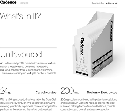 Cadence Core Energy Gels for Running Endurance - Carbohydrates Per Serving  with