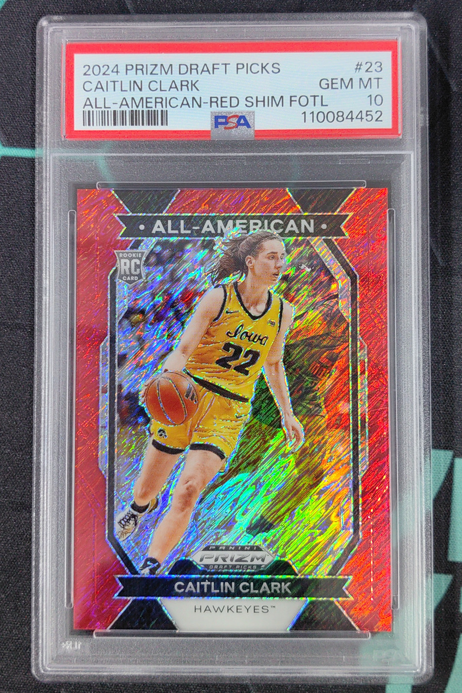 2024 Prizm Draft Picks Caitlin Clark All-American Red Shimmer FOTL RC /9 PSA 10