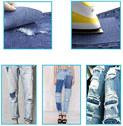 Buite 12Pcs Denim Iron on Patches for Jeans Inside&Outside, Fabric Pants White - Picture 5 of 6