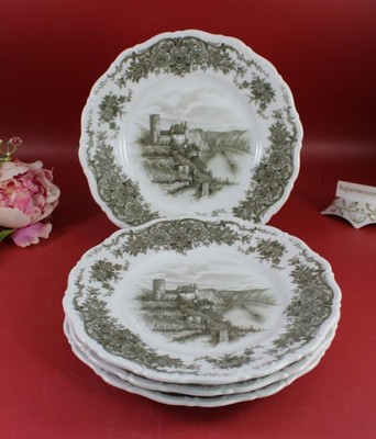 Seltmann Weiden Bavaria - 4 St. Kuchenteller Frühstücksteller 19 cm Burg Dekor