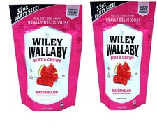 2 NEW WILEY WALLABY SOFT & CHEWY CLASSIC WATERMELON LICORICE 32 OZ BAG CANDY