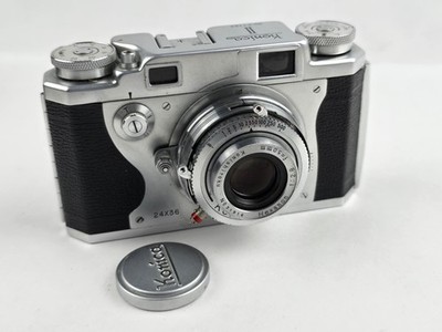 Konica II 35mm Film Camera Hexanon f/2.8 50mm Lens w/ leather Working See Video
