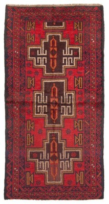 Vintage Geometric Area Rug 3'3'' x 6'6'' Traditional Hand-Knotted Wool Carpet