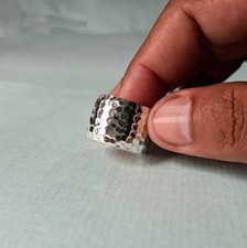 Handmade 925 Sterling Silver Ring Wedding Hammered Band Ring All Size R 511