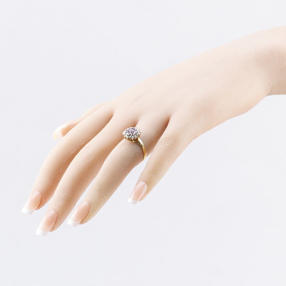 Second Hand 9ct Yellow Gold Ruby & Brilliant Cut … - image 2