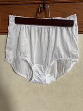 White Shiny Slippery Nylon Sissy Granny Panties, Lace Waistband