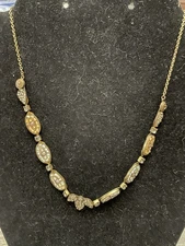 Ayala Bar Mosaic Necklace Gold Tone Glass Bead Crystal Artisan Handmade Israeli