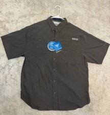 Columbia PFG Tamiami II Short Sleeve Shirt Men s Size M Omni-Shade UPF Gray NWT
