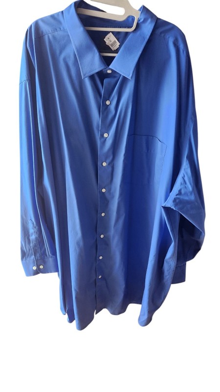 Men's GS Longsleeve Blue Classic Fit Cool Dry Dress Shirt Size 22 , 37/38 NWT