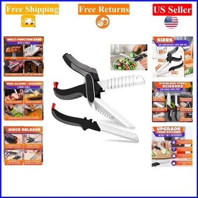 7-in-1 Food Cutting Scissors with Cutting Board, Safe Lock, Multi-Function
