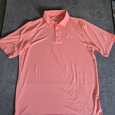 Straight Down Performance Mens Polo Shirt Golf LARGE Salmon ocean creatures