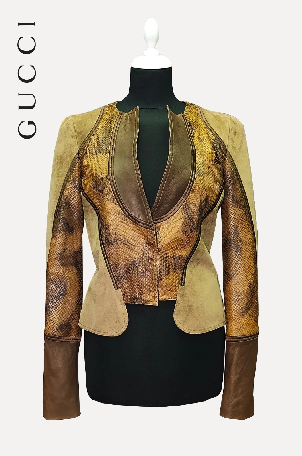 Tom Ford — GUCCI _ ITALY _ TOM FORD ERA _ RARE _ SUEDE _ PYTHON LEATHER TAILORED JACKET