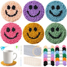 FoszaSzept Smile Punch Needle Coaster Kit, 22Pcs Embroidery Needle Coasters C...
