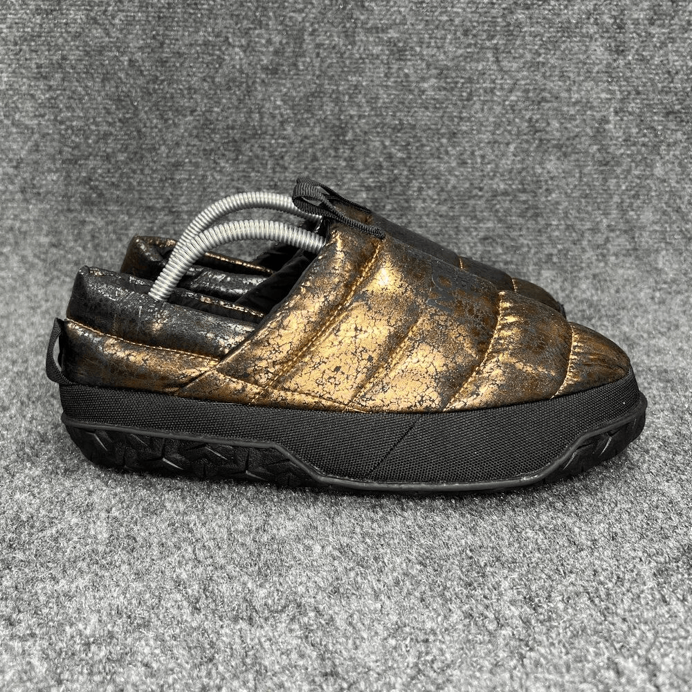 PANTOFOLA D’ORO The North Face Nuptse Mule Ciabatte Metallizzate Donna 8 Nero Oro Scarpe Slip On