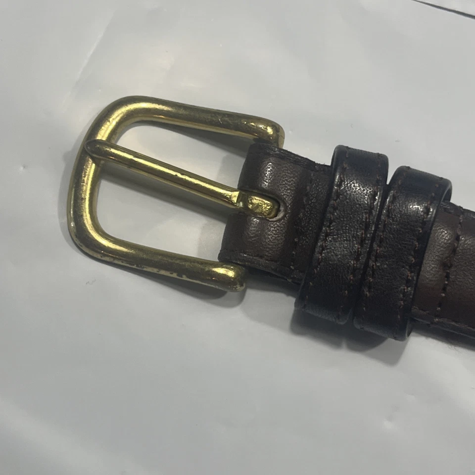 "Cinturón de cuero Coach marrón oscuro dorado hebilla de 1"" para hombre talla 36 alta calidad 34-38""" Foto 2 de 4