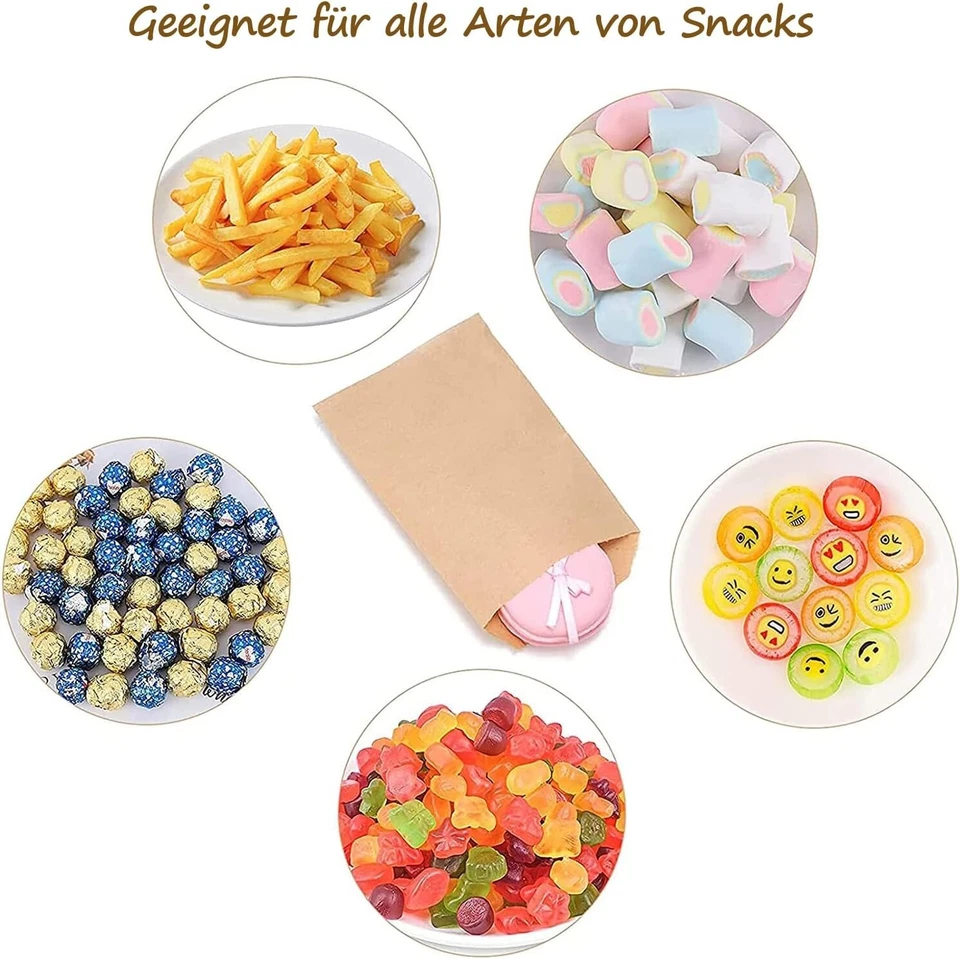 150 Stück Braune Flachbeutel Papiertüten Klein 6 * 10 Cm Mini Papiertüte Kleiner - Bild 4 von 4