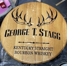 Bar Decor Buffalo Trace George T. Stagg Kentucky Bourbon Whiskey Barrel Lid wood