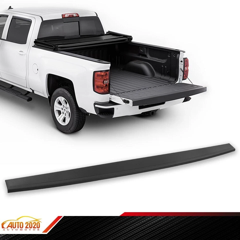 Fit For 2014-2019 Sierra Silverado Black Tailgate Cap Molding Top Protector Trim - Image 2 of 4