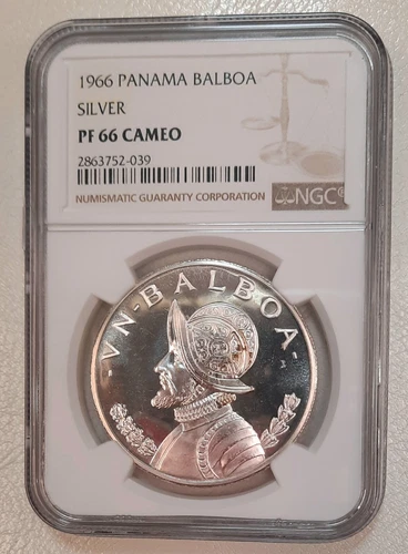 1966 PANAMA  SILVER  1 BALBOA  -- NGC PF 66 CAMEO