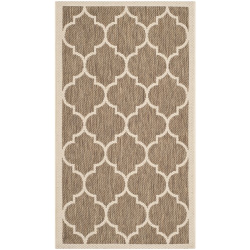 SAFAVIEH Indoor Outdoor CY6914-242 Courtyard Brown / Bone Rug - Picture 2 of 31